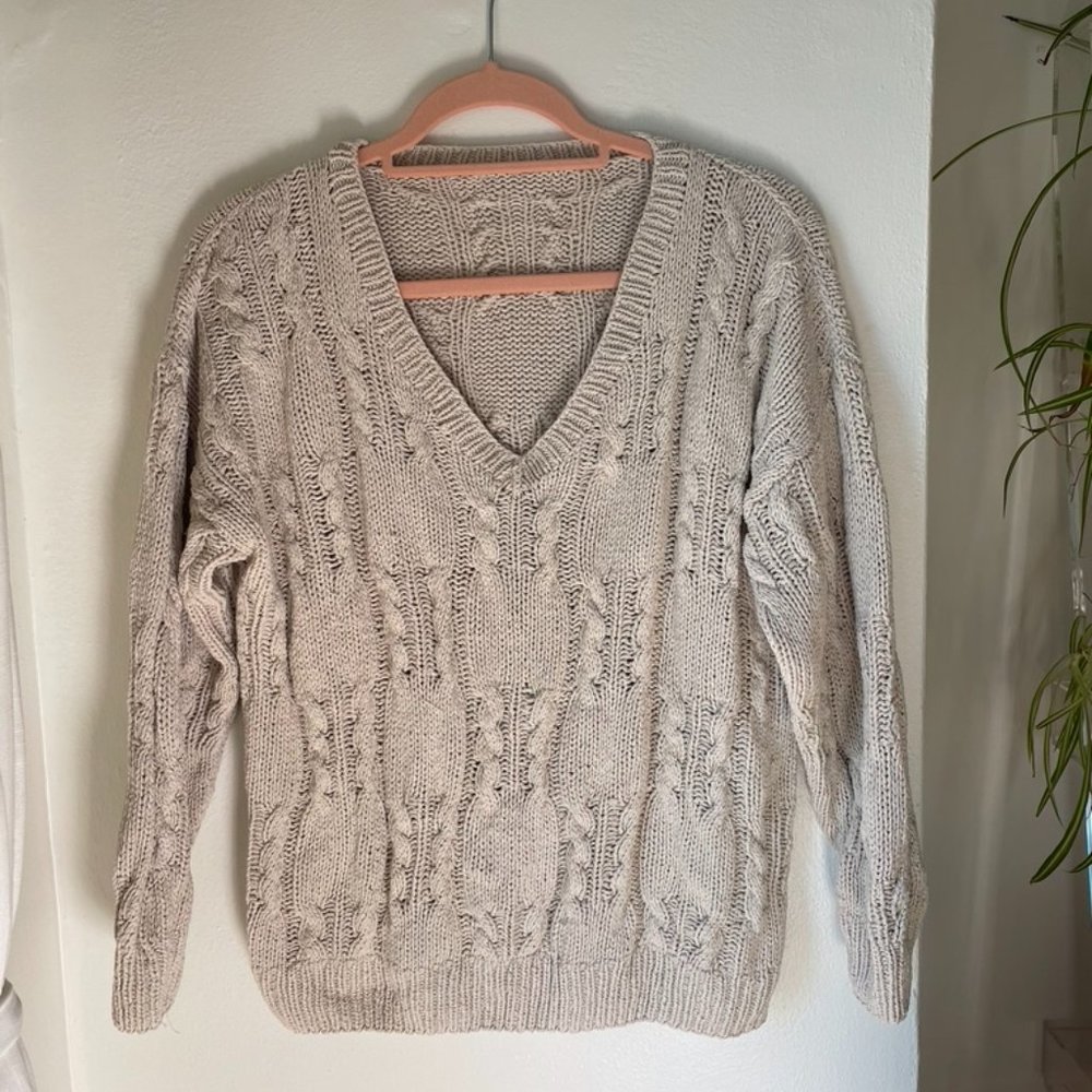 Vintage Handwoven Silk Cable Knit Sweater